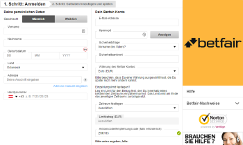 Die Registrierung auf Betfiar Wetten